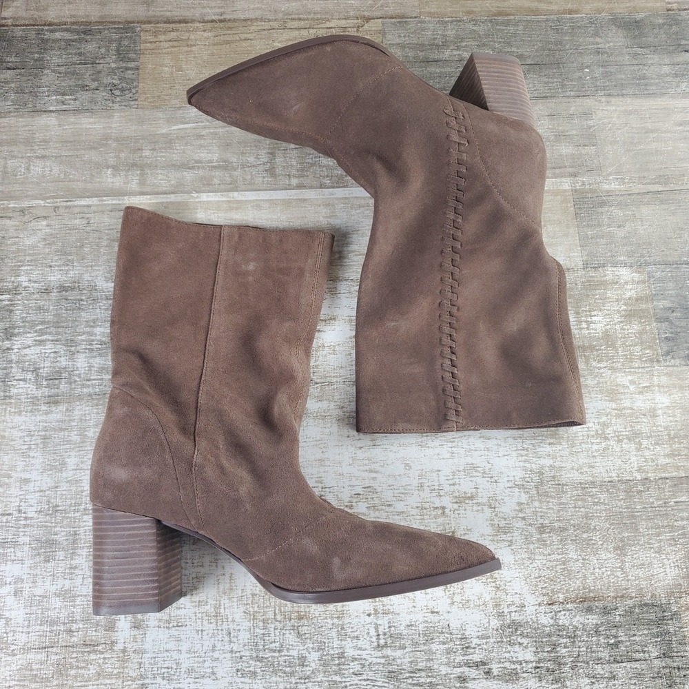 Vince Camuto‎ Lorrys Womens Booties Sz 10 M Taupe Suede Pointed Toe Ankle Boots